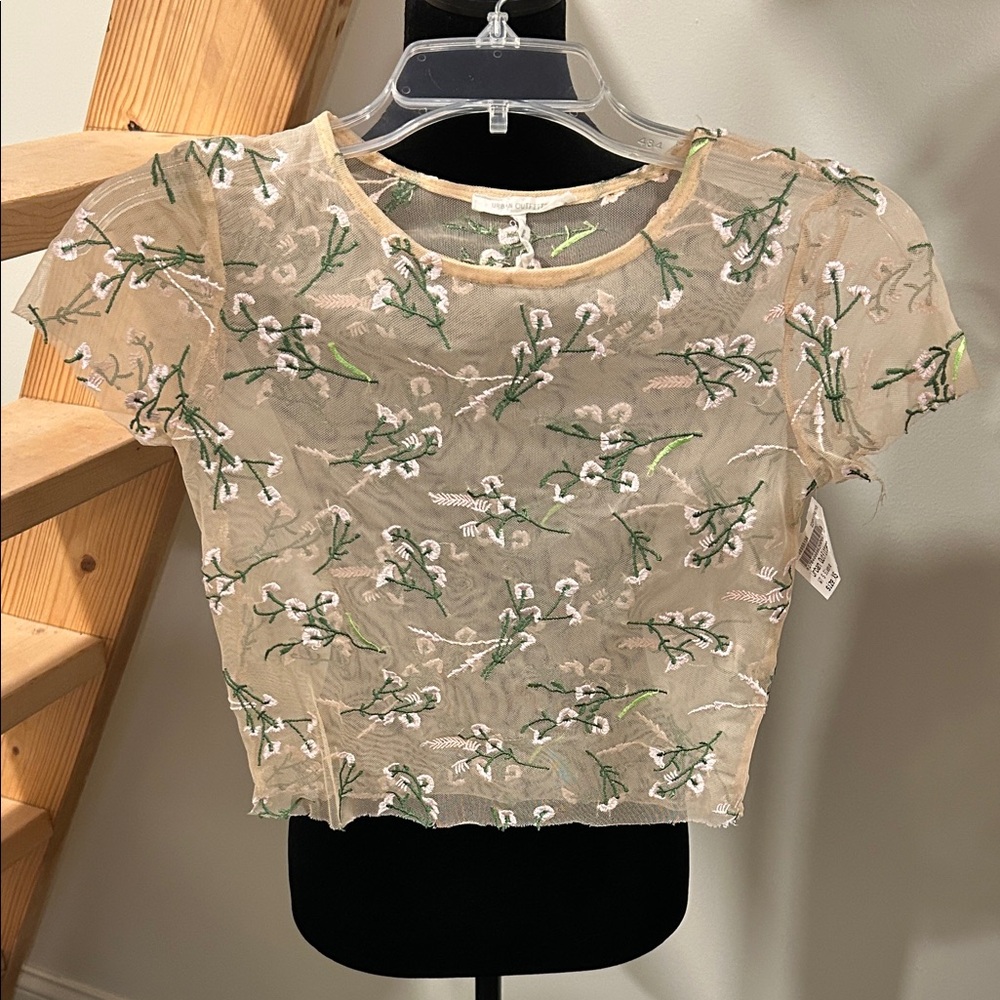 Urban Outfitters Sheer Floral Crop Top